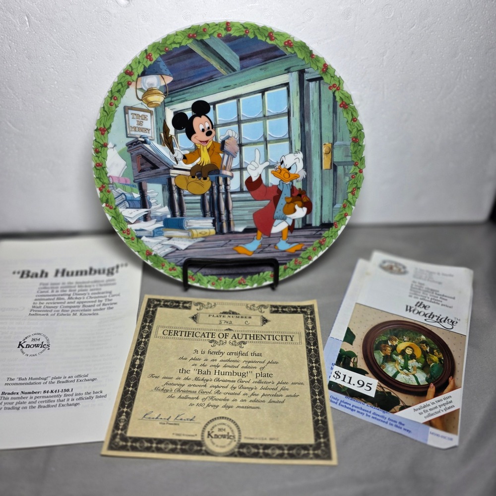 Disney Mickey's Christmas Carol Bah Humbug Collector Plate Knowles